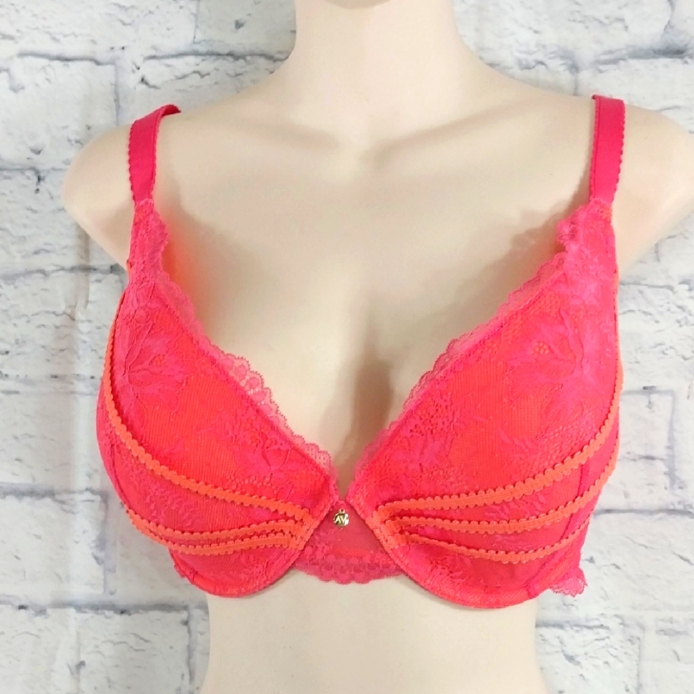 🔵BOGO FREE🔵Adore Me Pink Lace Bra Padded Underwire  Sz 38DD